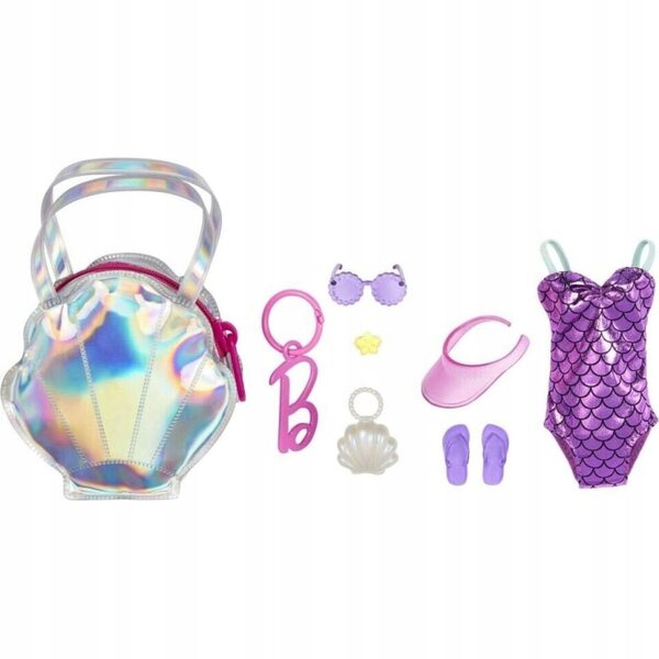 Barbie Premium-Modezubehörset mit muschelförmiger Tasche für Kinder ab 3 Jahren