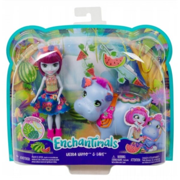 Enchantimals Puppensee mit Nilpferd Hedda, 15 cm, abnehmbare Kleidung