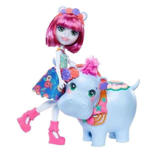 Enchantimals Puppensee mit Nilpferd Hedda, 15 cm, abnehmbare Kleidung