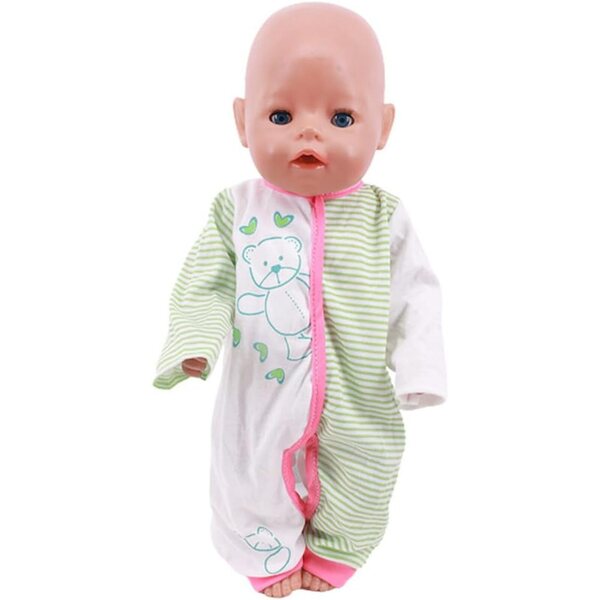 Kleidungsset für 18-Zoll-amerikanische Puppen – Stretch-Overall und Pyjama