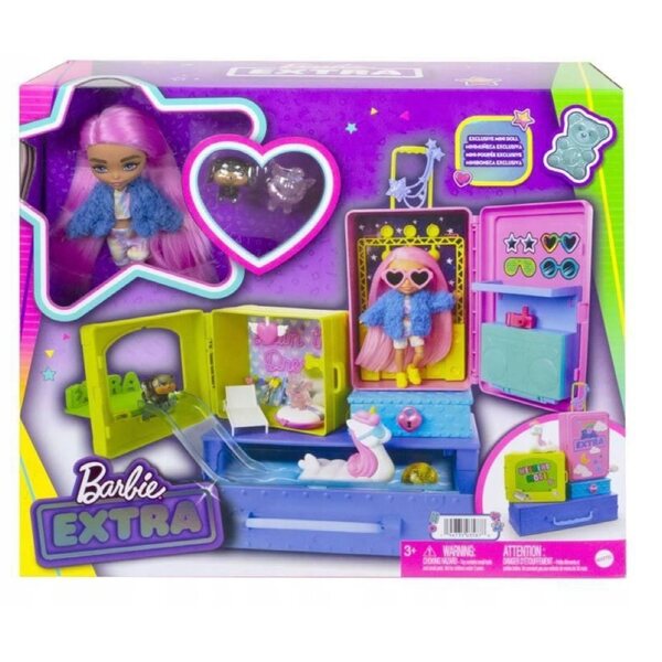 Barbie-Extra-Set mit Minipuppe, Tieren und Zubehör für Sommerspiele