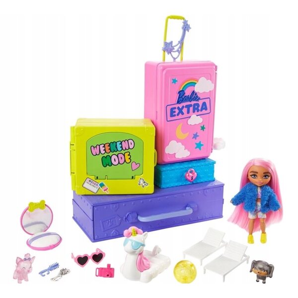 Barbie-Extra-Set mit Minipuppe, Tieren und Zubehör für Sommerspiele