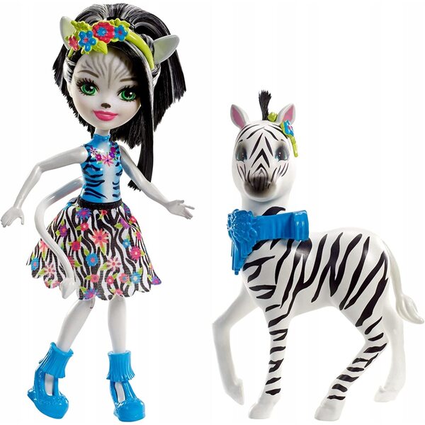 Enchantimals Zebrahufe mit großem Tier – Mattel Puppe 15 cm