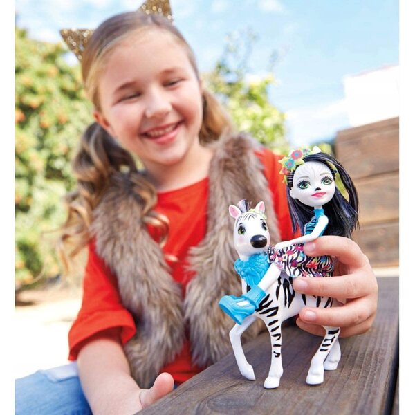 Enchantimals Zebrahufe mit großem Tier – Mattel Puppe 15 cm