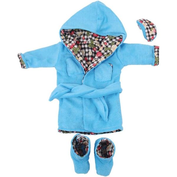 Set 3 Pezzi Vestiti Blu per Bambole 18 Pollici - Vestaglia, Maschera, Scarpe