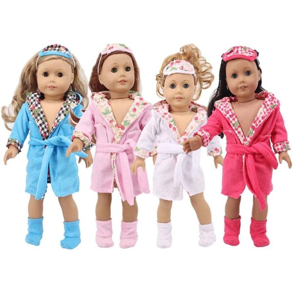 Set 3 Pezzi Vestiti Blu per Bambole 18 Pollici - Vestaglia, Maschera, Scarpe