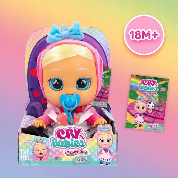 Cry Babies Alice Puppe 30 cm – Weinende und spielende Puppe mit abnehmbarer Kleidung