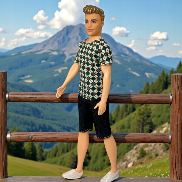 Ken Sportpuppe mit Brille, T-Shirt und bequemer Hose, 30 cm