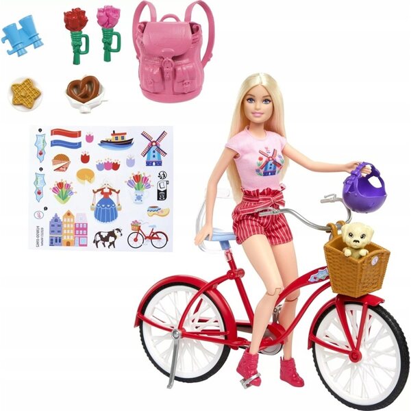 Barbie Pink Passport mit Fahrrad und Hund, Spielzeug für Kinder ab 3 Jahren