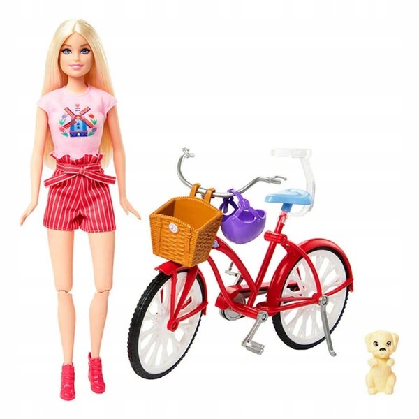 Barbie Pink Passport mit Fahrrad und Hund, Spielzeug für Kinder ab 3 Jahren