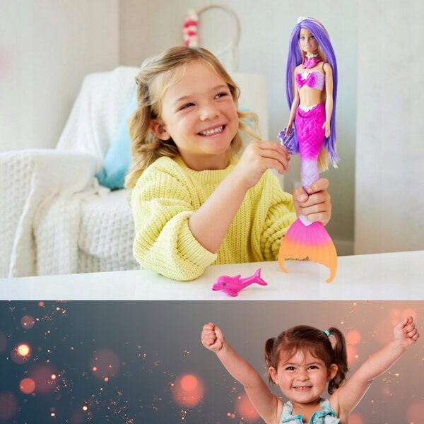 Barbie Syrenka Malibu mit langen Haaren und Farbwechselcode für Kinder ab 3 Jahren