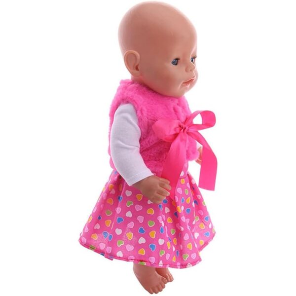 18-Zoll-Puppenkleidung, 3-teiliges Set aus Plüschweste, Oberteil und Rock