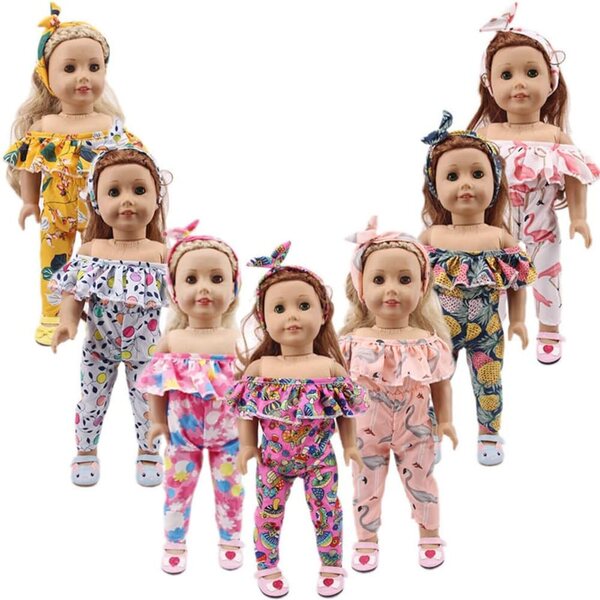 18-Zoll-Puppenkleidung für amerikanische Puppen – 2-teiliges Freizeitset und Stirnband