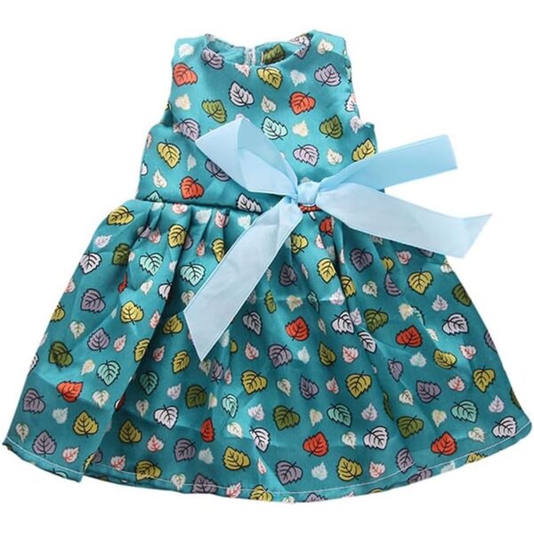 Grünes Prinzessinnenkleid für 18-Zoll-amerikanische Puppen – Sommerkleid mit Schleife