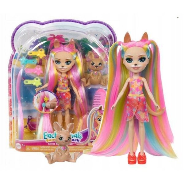 Enchantimals Deluxe Känguru: 17 cm große Puppe mit bunten Accessoires und Haustier