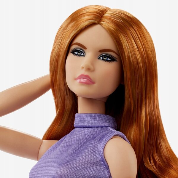 Barbie Signature Looks Rote Puppe 29 cm mit blauem Rock und lavendelfarbenem Oberteil