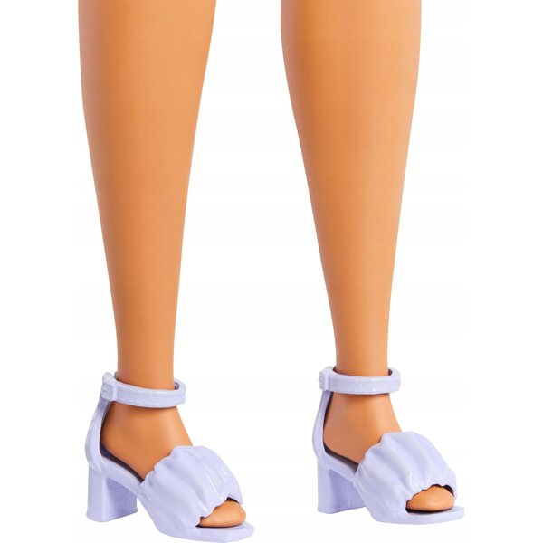 Barbie Fashionistas Puppe 240 mit welligem braunem Haar und grün kariertem Kleid