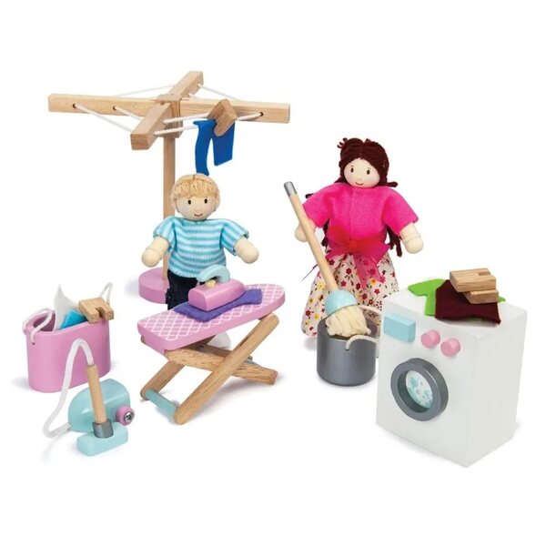 Le Toy Van Wäschemöbel aus FSC-Holz – 16-teiliges Set für Puppenhaus