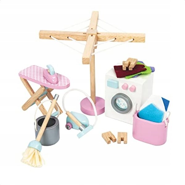 Le Toy Van Wäschemöbel aus FSC-Holz – 16-teiliges Set für Puppenhaus