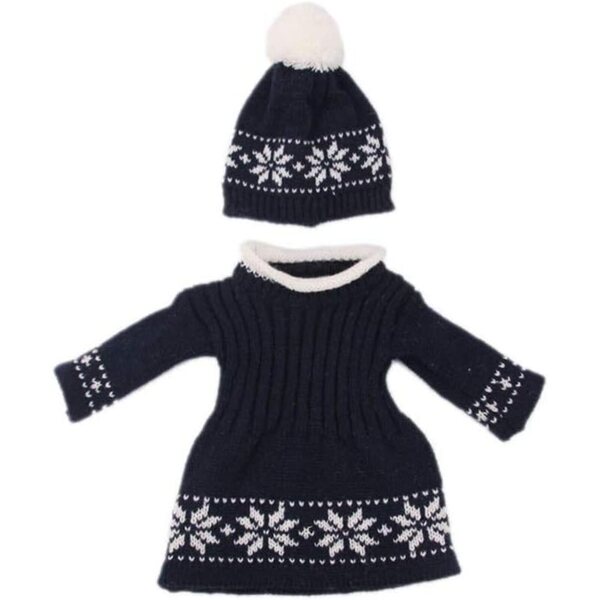 Schwarzes Strickkleid für 18-Zoll-amerikanische Puppen – 2-teiliges Set