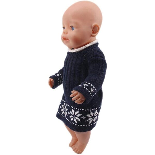 Schwarzes Strickkleid für 18-Zoll-amerikanische Puppen – 2-teiliges Set