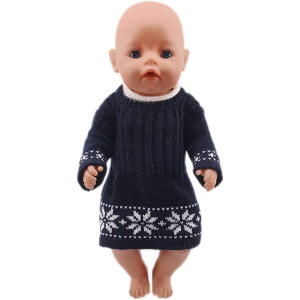 Schwarzes Strickkleid für 18-Zoll-amerikanische Puppen – 2-teiliges Set