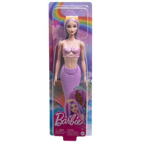 Barbie-Meerjungfrau mit lila Schwanz. Modepuppe für Kinder ab 3 Jahren