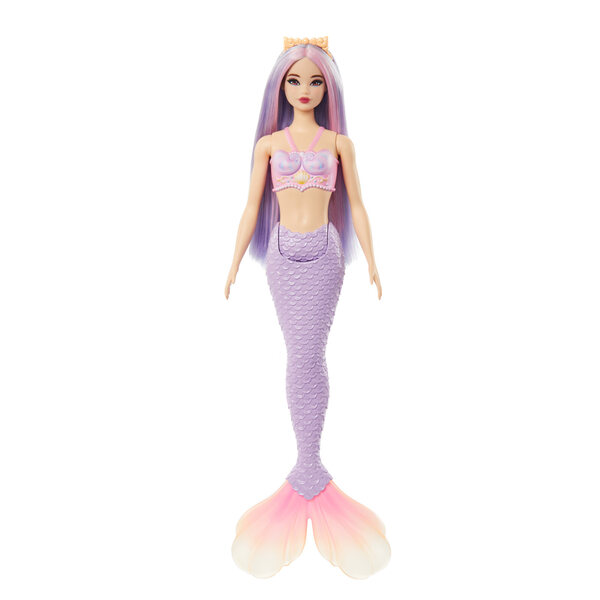 Barbie-Meerjungfrau mit lila Schwanz. Modepuppe für Kinder ab 3 Jahren