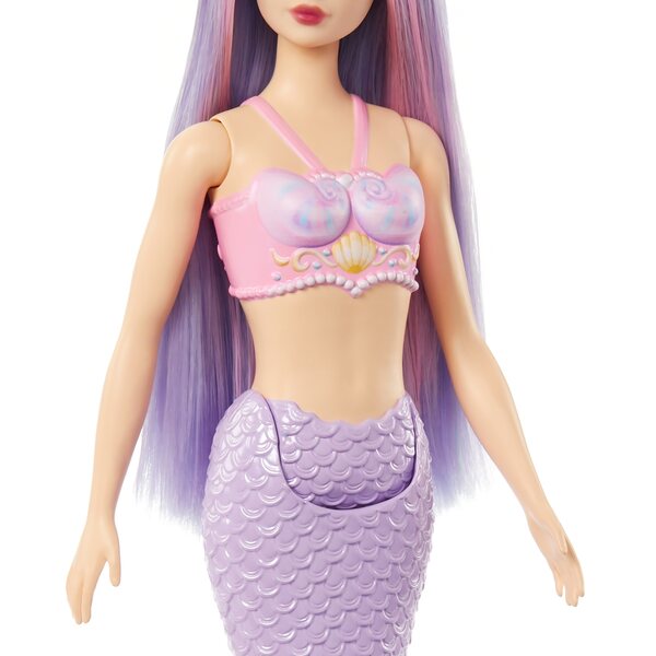 Barbie-Meerjungfrau mit lila Schwanz. Modepuppe für Kinder ab 3 Jahren