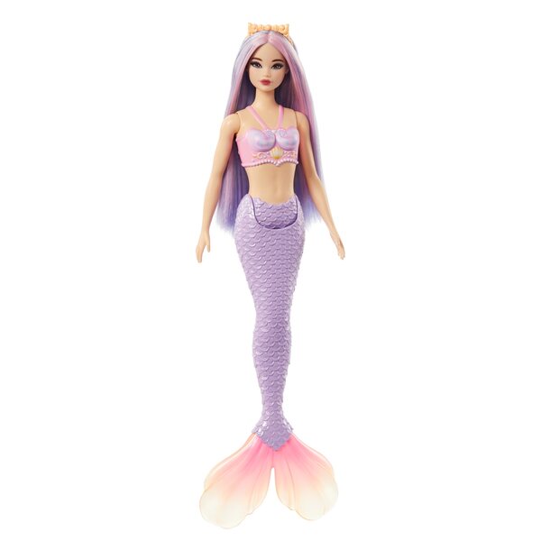 Barbie-Meerjungfrau mit lila Schwanz. Modepuppe für Kinder ab 3 Jahren