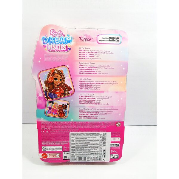 Barbie Dream Besties Teresa mit Gamer-Zubehör und Spielen für Mädchen ab 4 Jahren