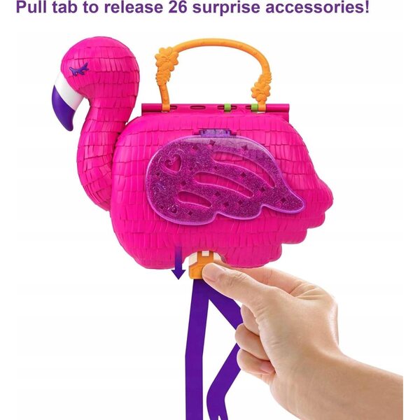 Polly Pocket Valigetta Flamingo con Piscina e 26 Sorprese, 2 Bambole