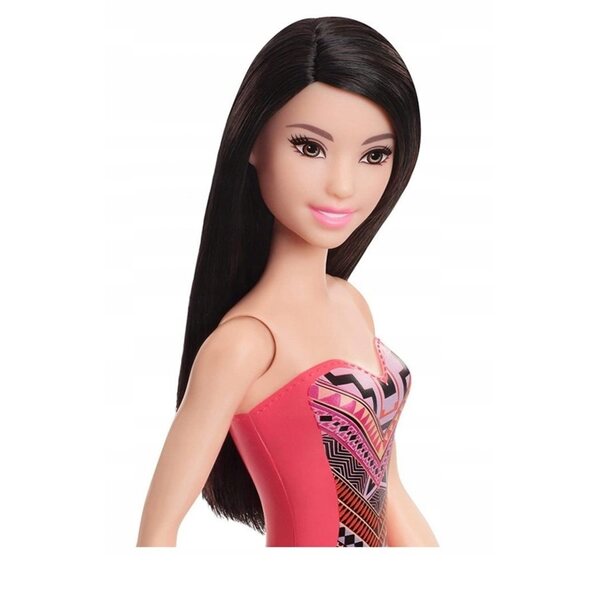 Barbie Beach Doll Bruna con Costume da Bagno Trendy per Bambini 3+