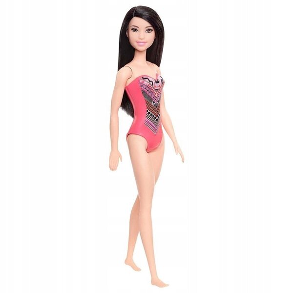 Barbie Beach Doll Bruna con Costume da Bagno Trendy per Bambini 3+