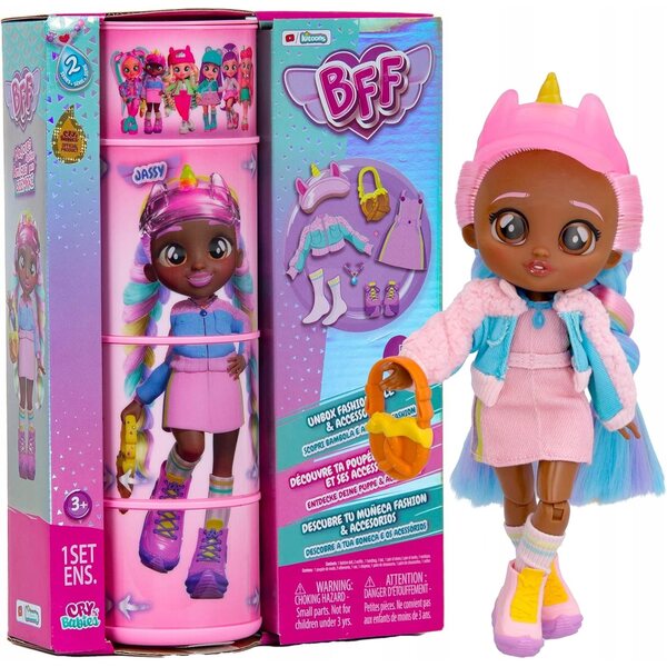 Cry Babies BFF Jassy Modepuppe 20 cm mit Zubehör für Kinder ab 4 Jahren