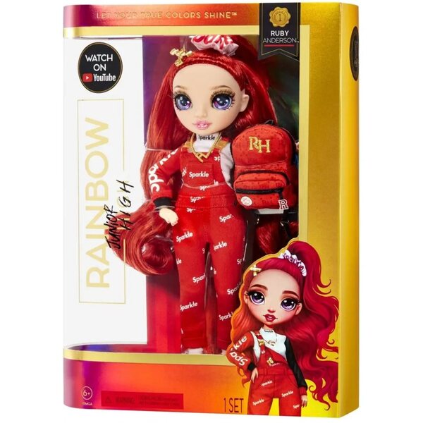 Bambola Rainbow High Ruby Anderson con abbigliamento, accessori e posabilità
