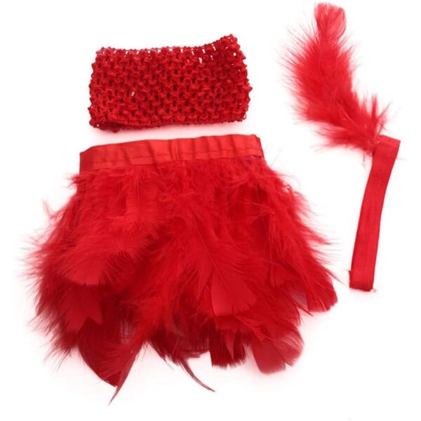 Amerikanische Puppenkleidung, 45,7 cm, Set, 3-teilig, rotes Federrock-Stirnband