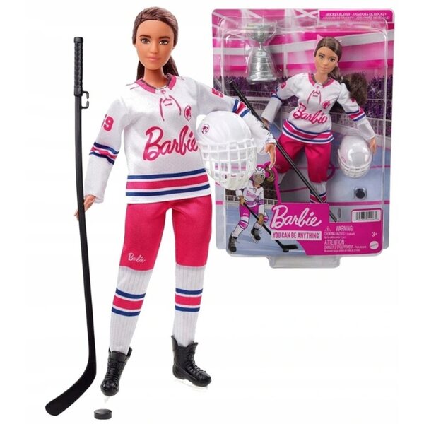Barbie Wintersport-Hockeyspieler-Puppe mit Originalzubehör und komplettem Outfit
