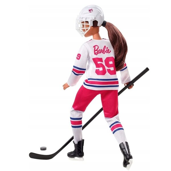Barbie Wintersport-Hockeyspieler-Puppe mit Originalzubehör und komplettem Outfit