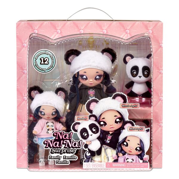 Non ! SUR! SUR! Ensemble familial avec 2 poupées et panda en peluche 11" et 7,5"