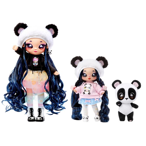 Non ! SUR! SUR! Ensemble familial avec 2 poupées et panda en peluche 11" et 7,5"