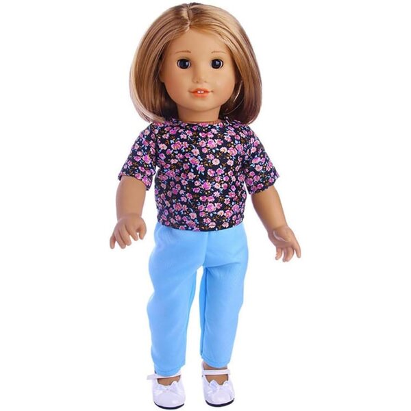 Kleidung für 18-Zoll-amerikanische Puppen – Sommer-T-Shirt, Rock und Shorts-Set