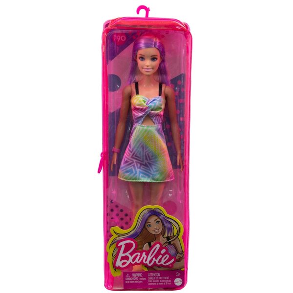 Barbie Fashionistas mit buntem Strampler und originaler Mattel-Vinyltasche