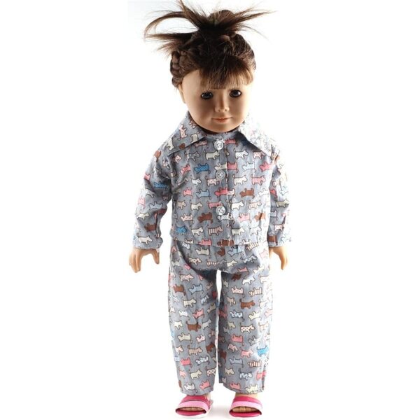 Kleidung für amerikanische Puppen 18" – Set mit 2 Tier-Pyjamas für Puppen 43-46 cm