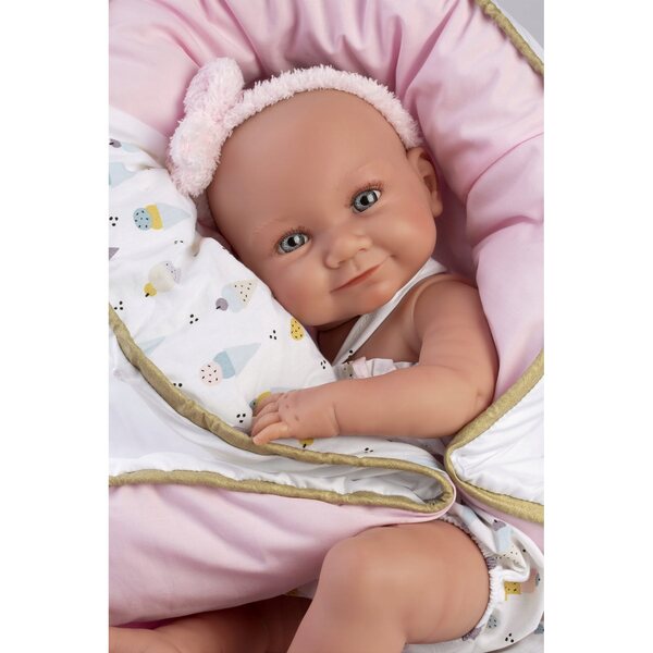 Bambola Neonato in Vinile 40 cm Llorens Nica con Abiti in Cotone Organico