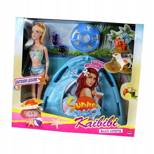 Relax on the Beach Puppenset mit Hund und Zubehör – Ciuciubabka 30 cm