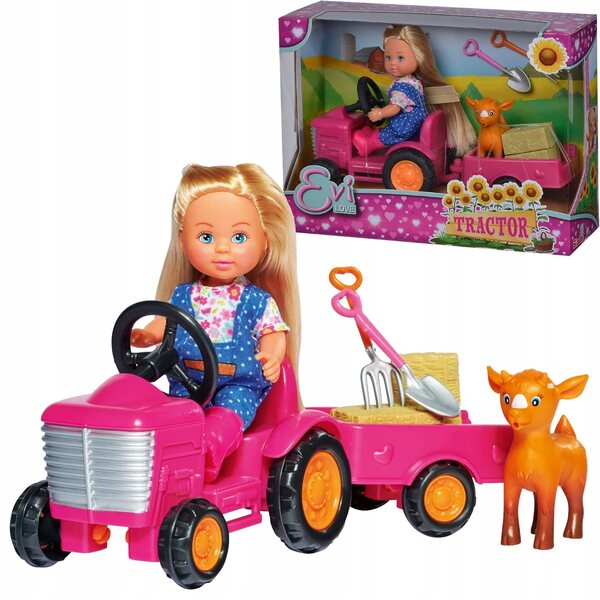 Set Bambola Simba Evi Farmerka con Trattore 120mm Gioco per Bambini 3+