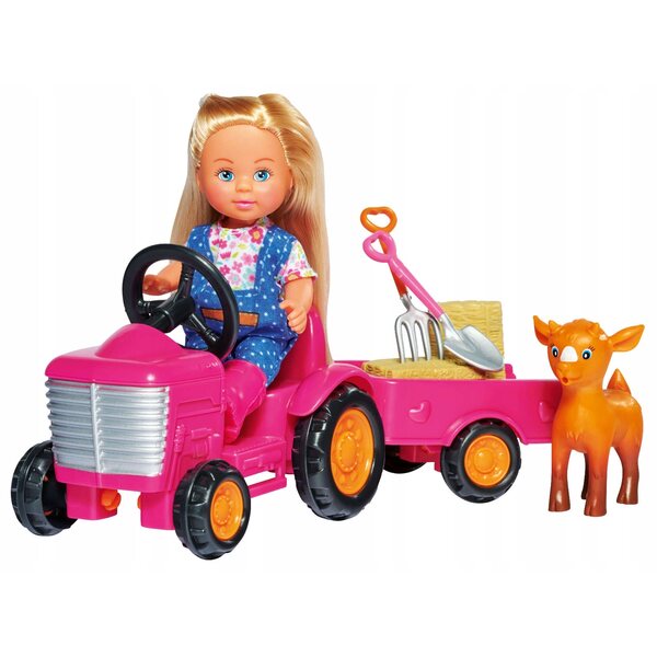 Set Bambola Simba Evi Farmerka con Trattore 120mm Gioco per Bambini 3+