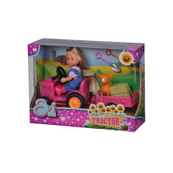 Set Bambola Simba Evi Farmerka con Trattore 120mm Gioco per Bambini 3+