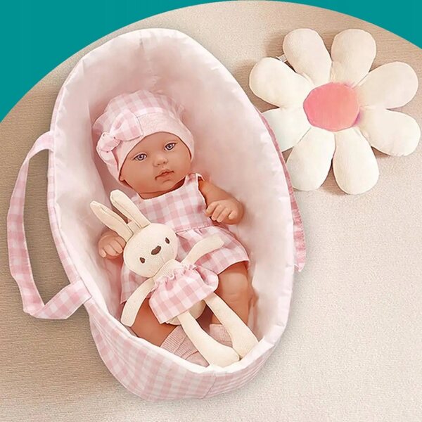 Laletta Bobas con Vestitino e Portabebè + Coniglietto Peluche per Bambini 3+